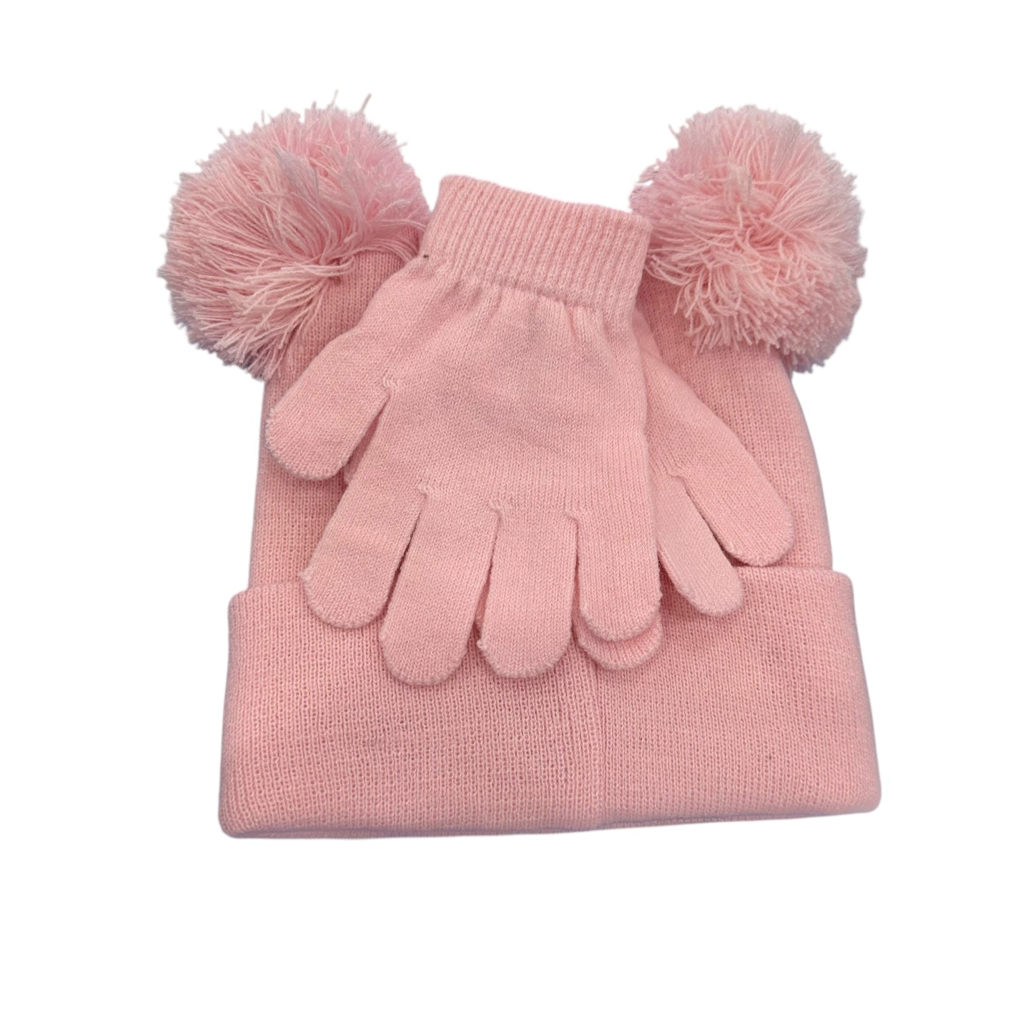 Hello Kitty "Light Pink" Double Pom Beanie & Gloves Set