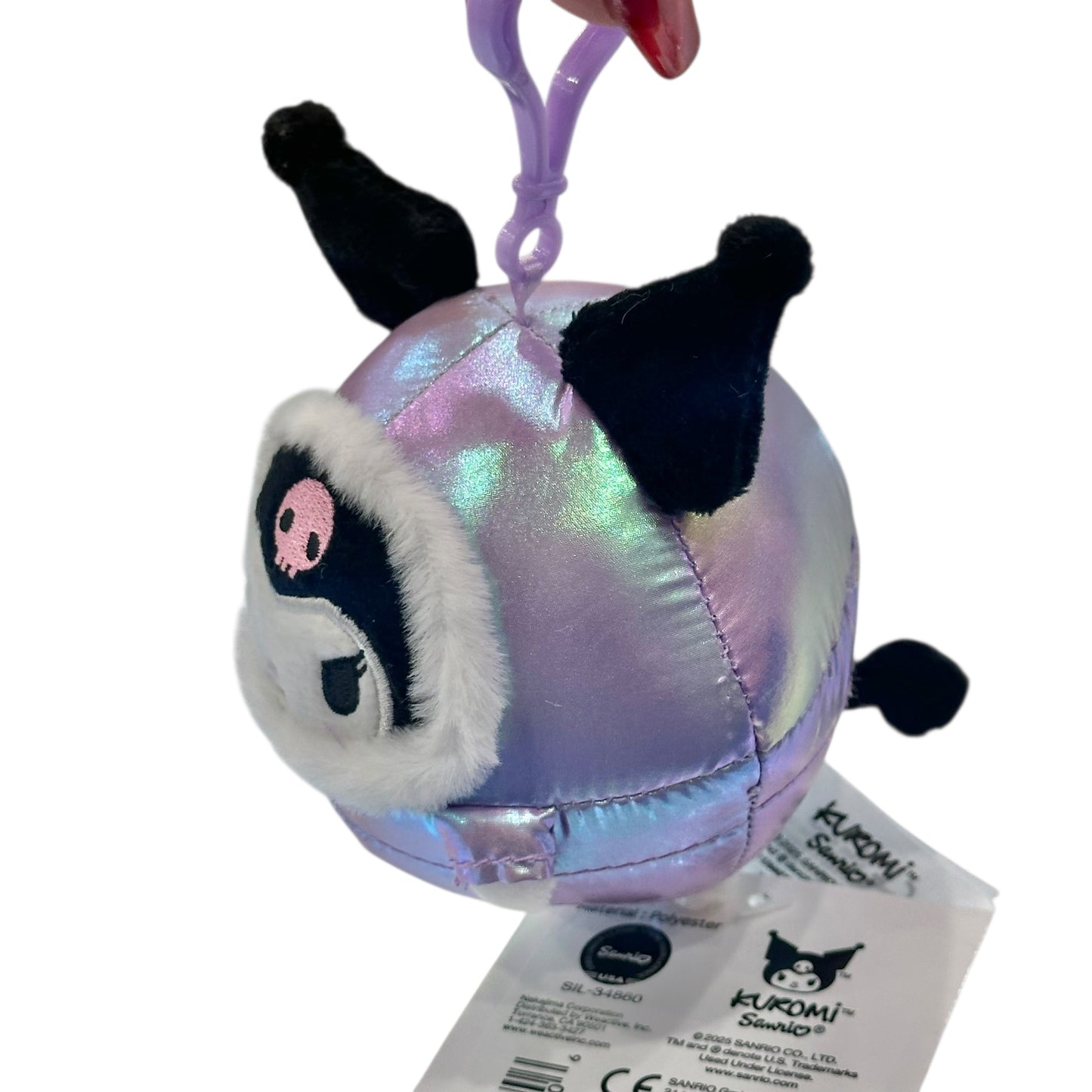 Kuromi "Shiny Hooded Puffer Jacket" Mascot Clip On Plush