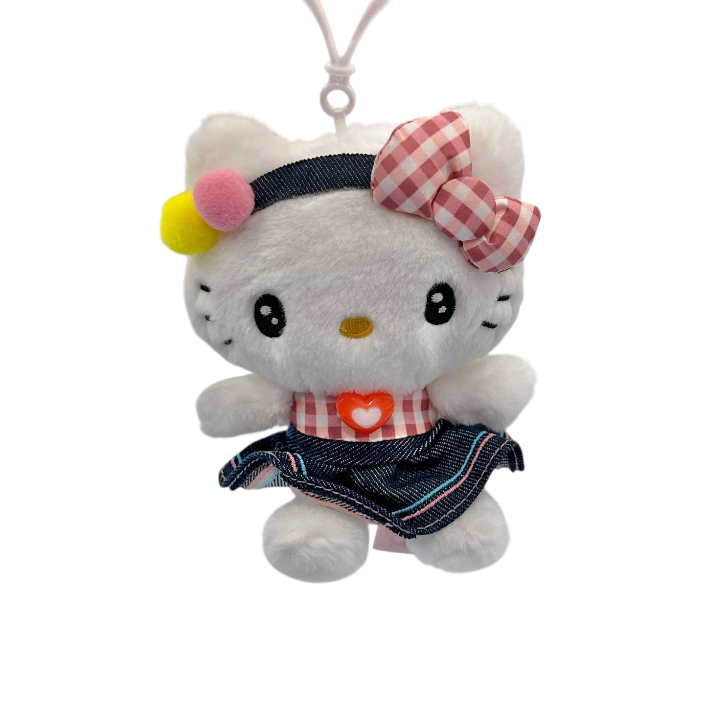 Hello Kitty "Gingham Denim" Mascot Clip On