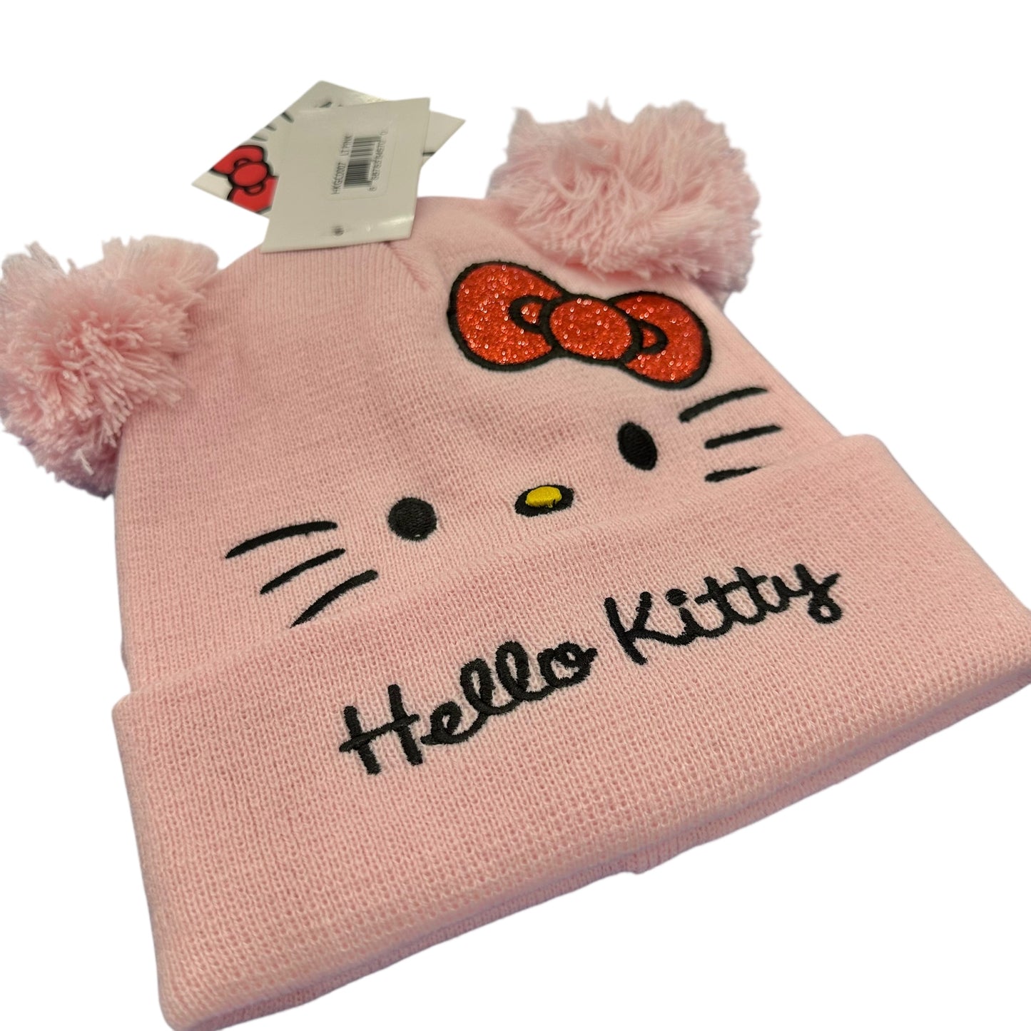 Hello Kitty "Light Pink" Double Pom Beanie & Gloves Set