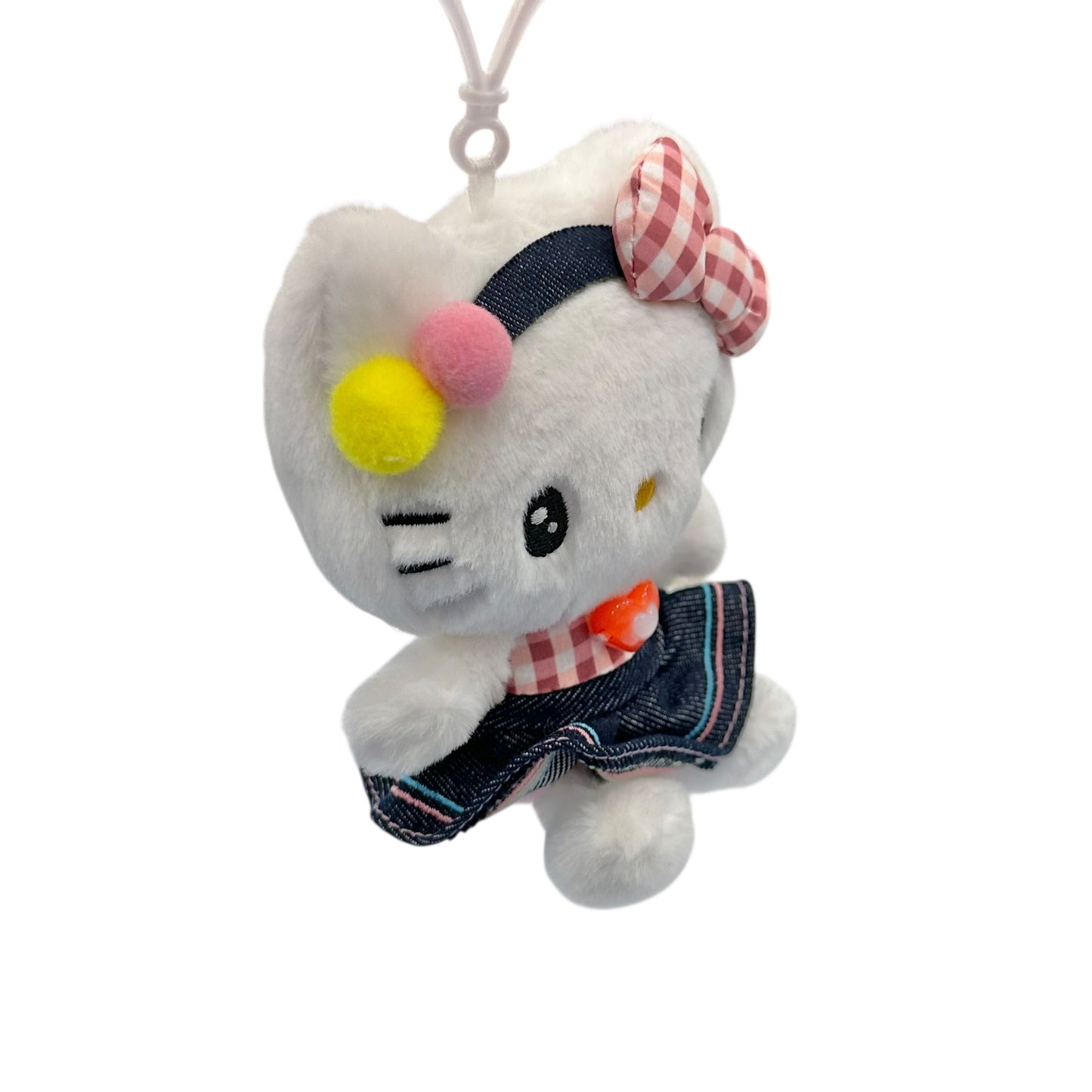 Hello Kitty "Gingham Denim" Mascot Clip On