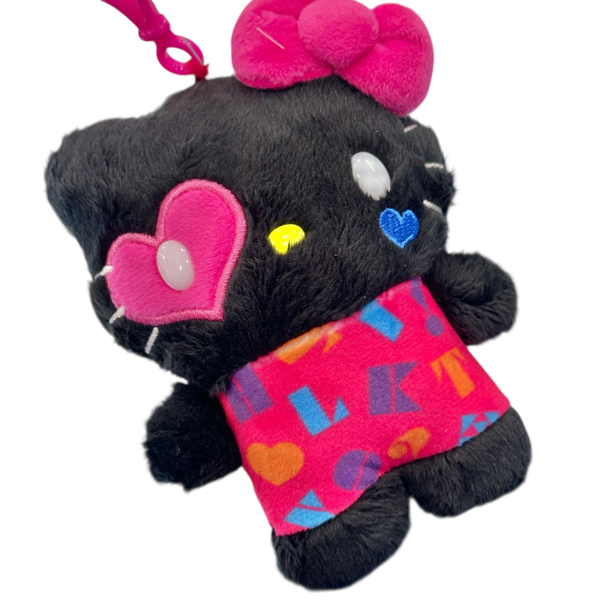 Hello Kitty "Black & Pink" Flat Mascot Clip On