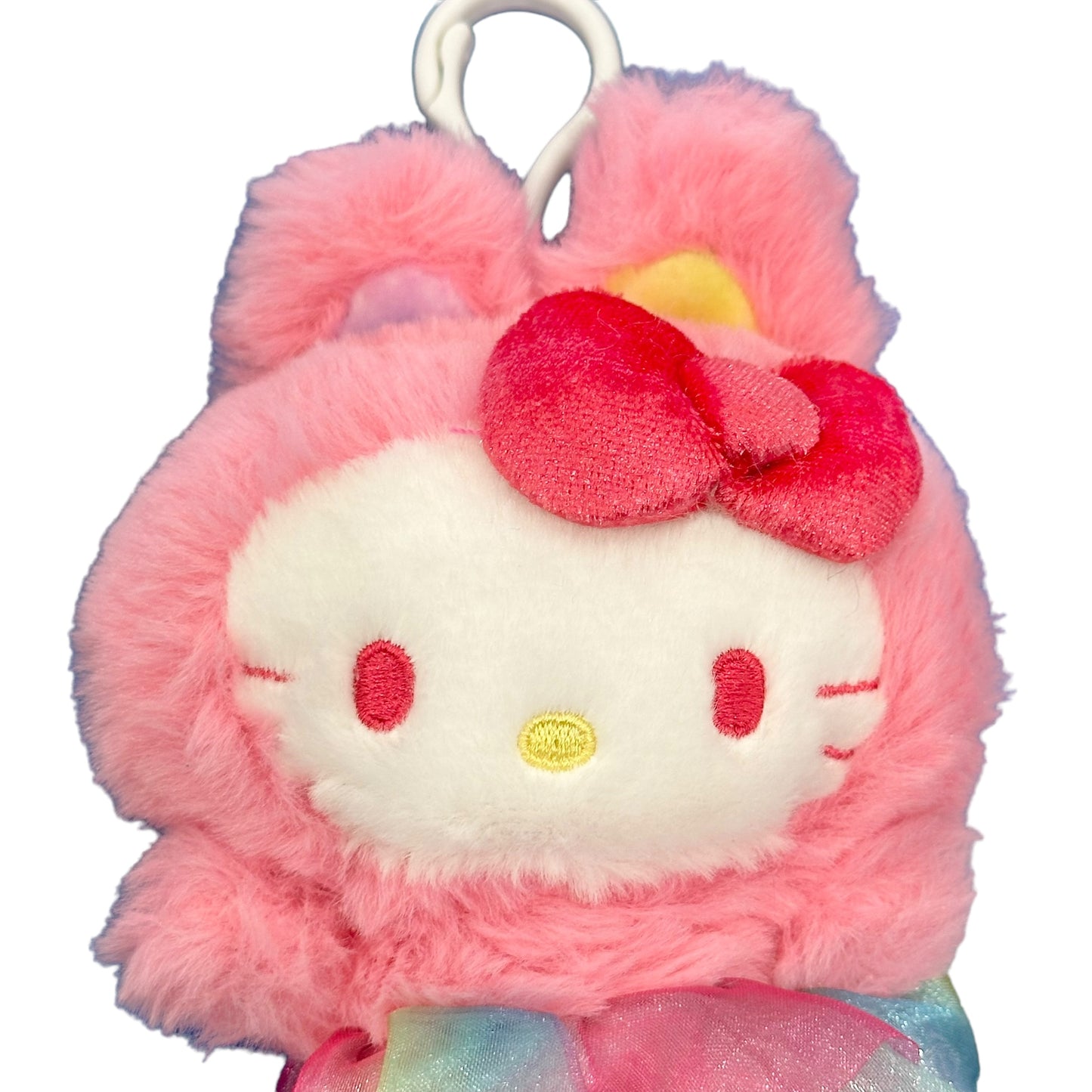 Hello Kitty "Pink Rainbow Bunny" Mascot Clip On Plush