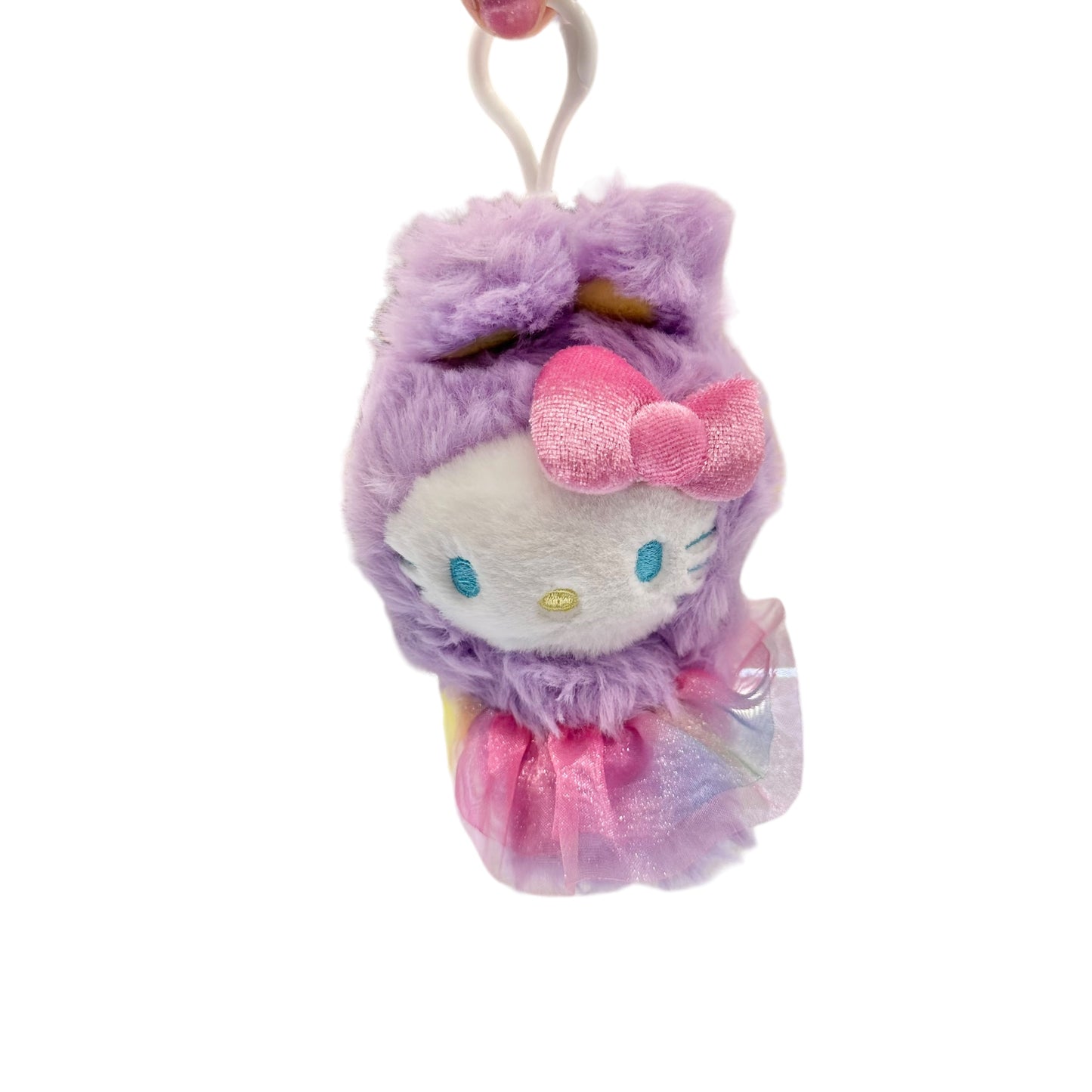 Hello Kitty "Purple Rainbow Bunny" Mascot Clip On Plush