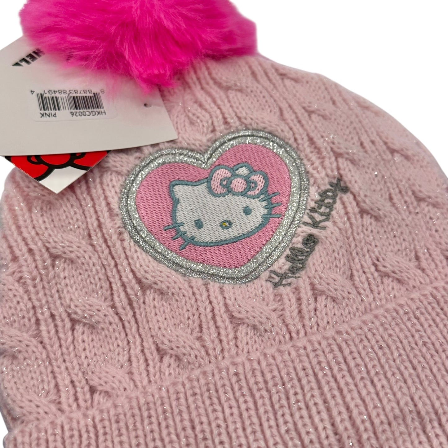 Hello Kitty "All Over Metallic Cable" Beanie & Gloves Set