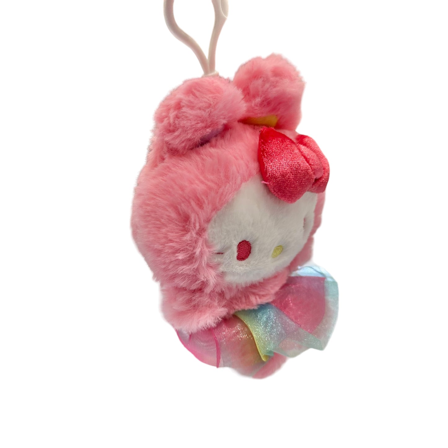Hello Kitty "Pink Rainbow Bunny" Mascot Clip On Plush