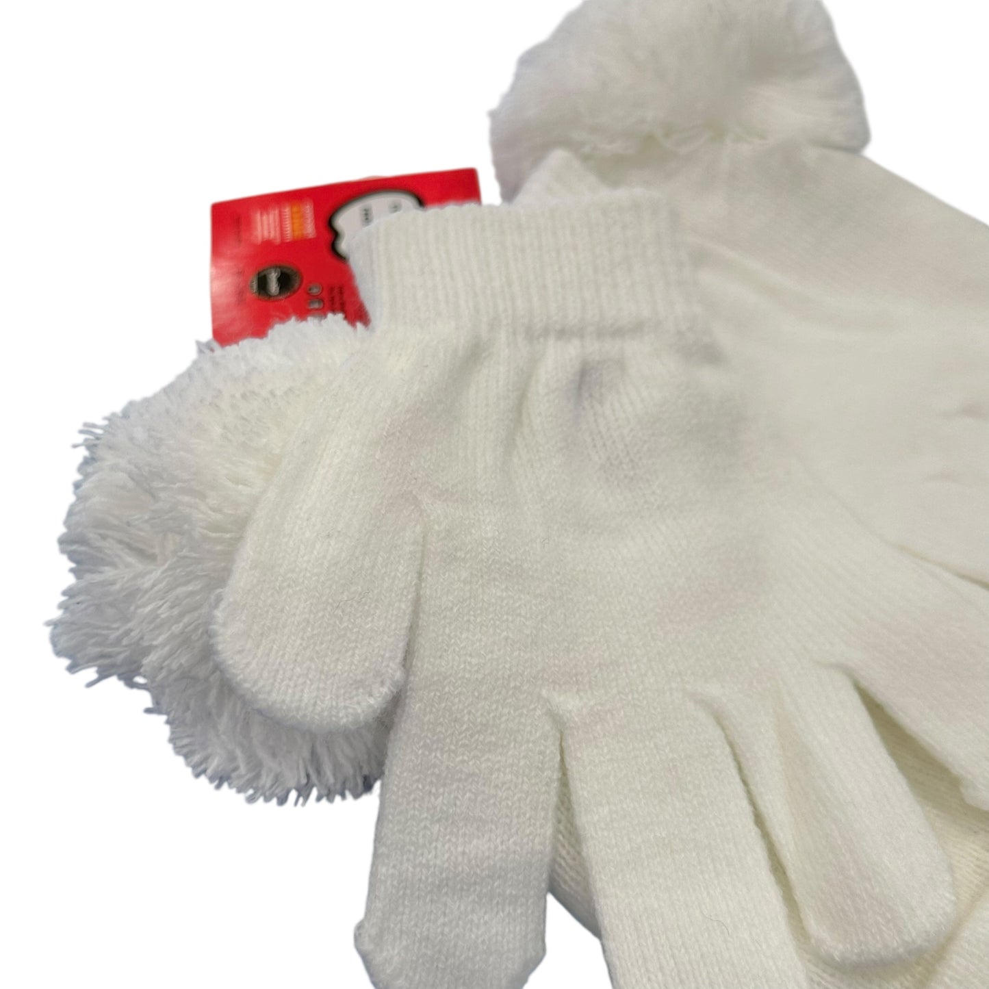 Hello Kitty "White" Double Pom Beanie & Gloves Set