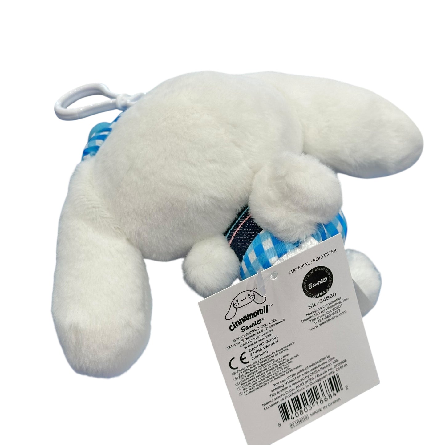 Cinnamoroll "Gingham Denim" Mascot Clip On