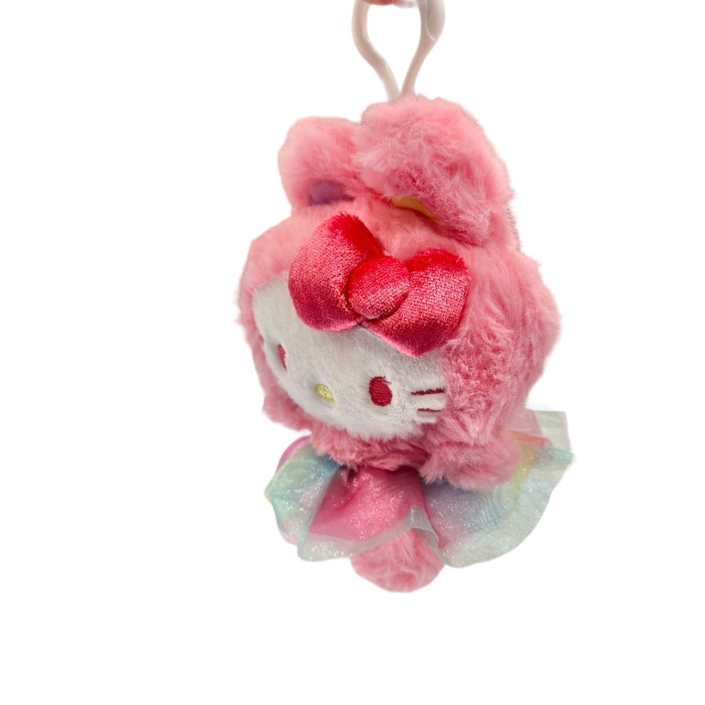 Hello Kitty "Pink Rainbow Bunny" Mascot Clip On Plush
