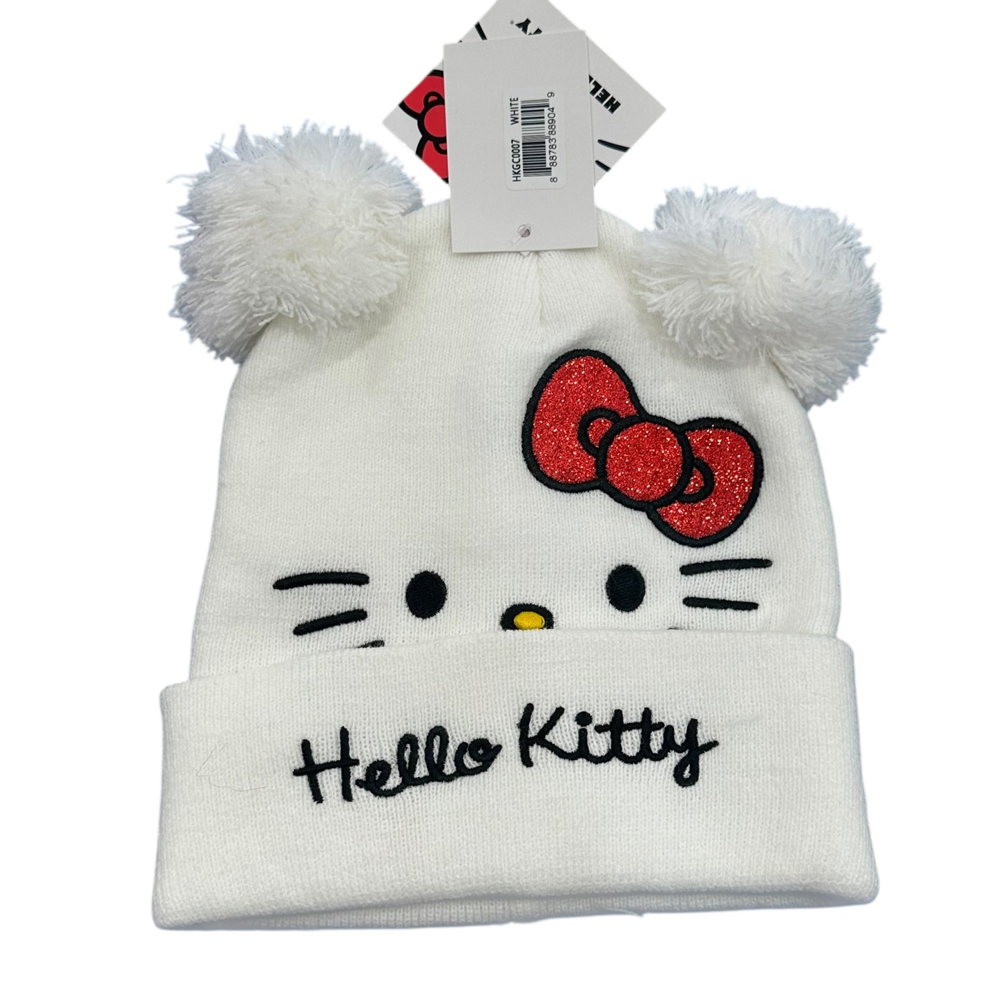 Hello Kitty "White" Double Pom Beanie & Gloves Set