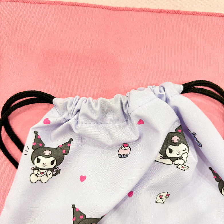 Kuromi Medium "Letter" Drawstring Bag