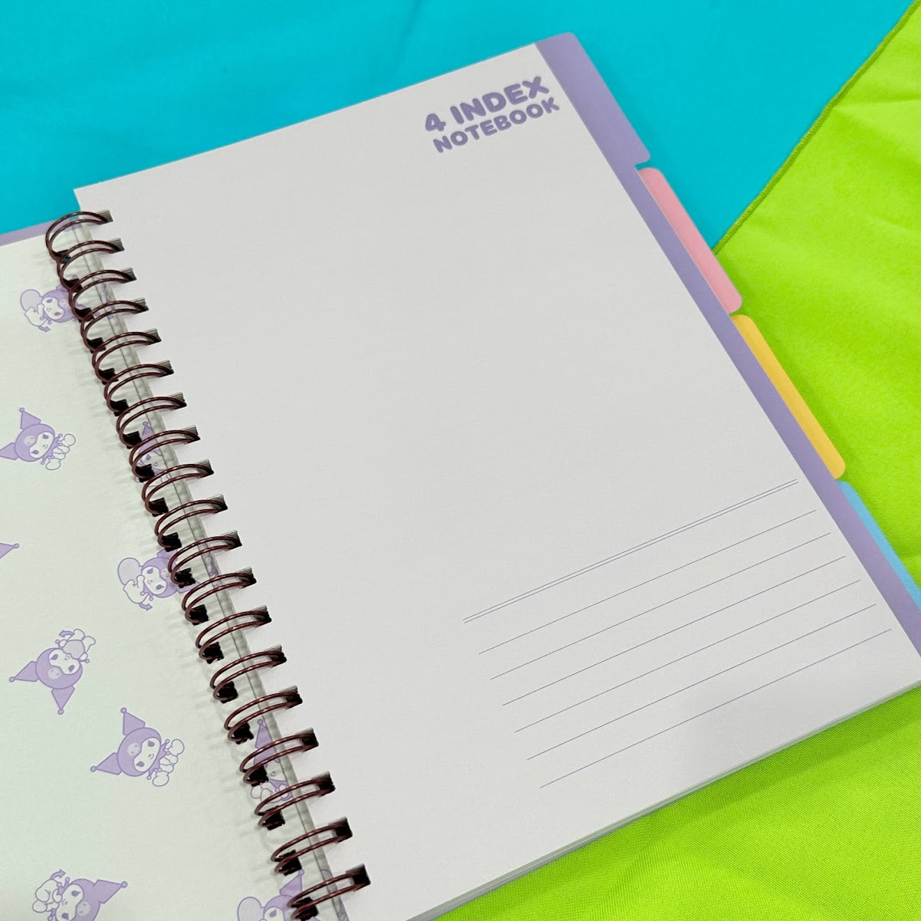 Kuromi Left Bounded 4 Index Notebook (Purple)