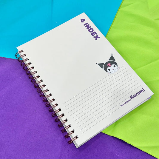 Kuromi Left Bounded 4 Index Notebook (White)