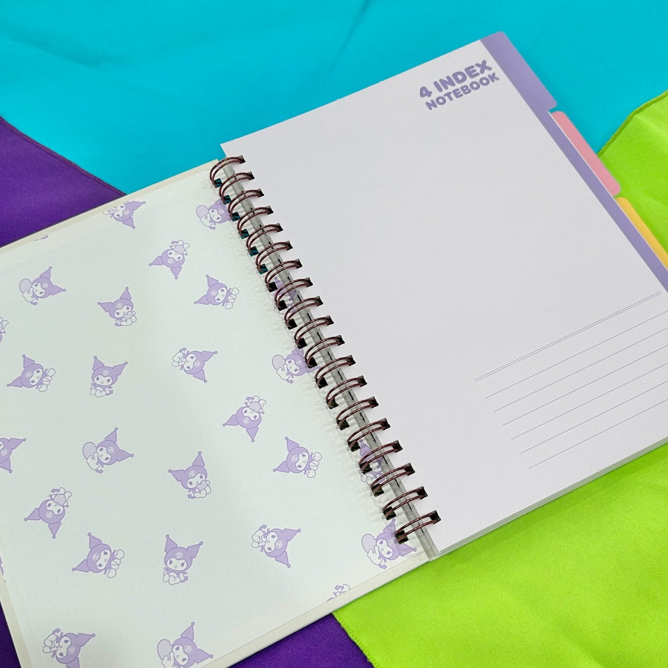 Kuromi Left Bounded 4 Index Notebook (White)