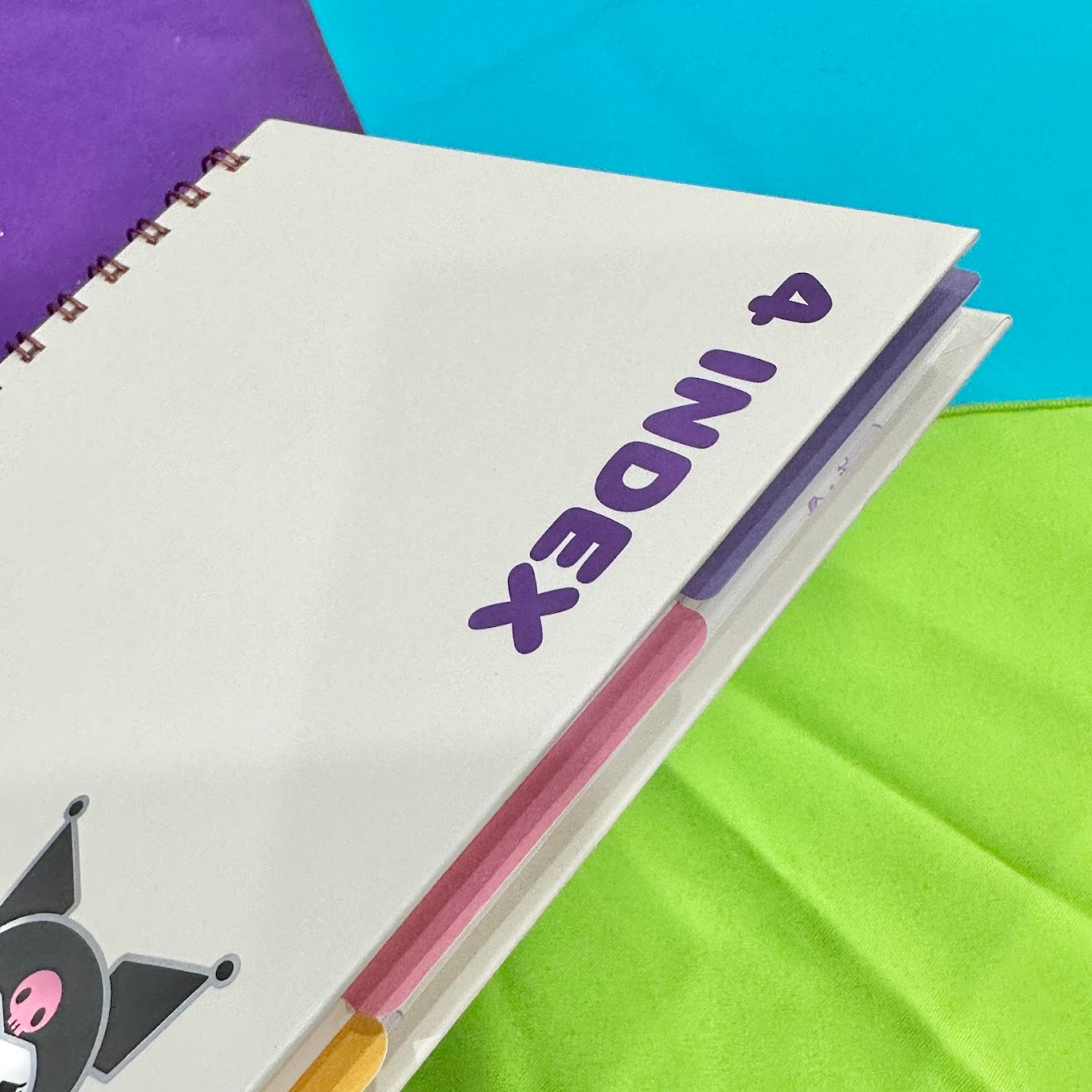 Kuromi Left Bounded 4 Index Notebook (White)