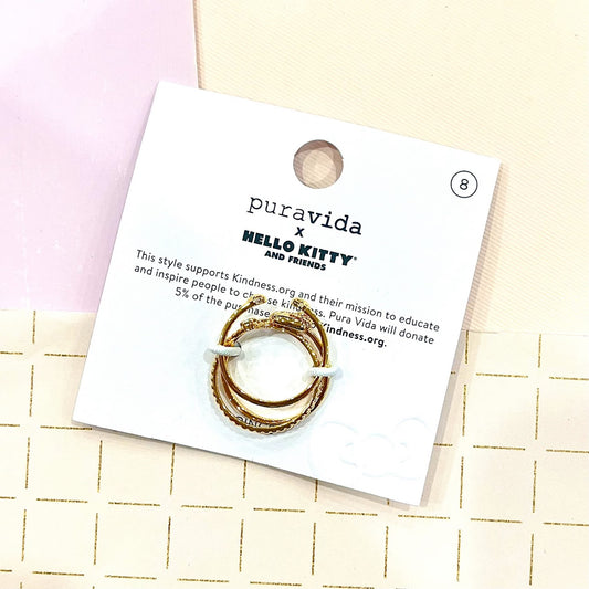 Pura Vida x Hello Kitty Delicate Ring Stack (Size 8)