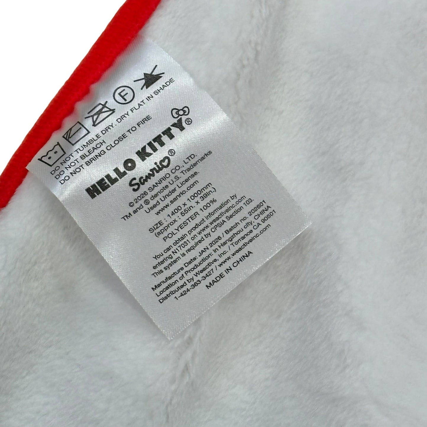 Hello Kitty "Ribbon Pattern" Blanket