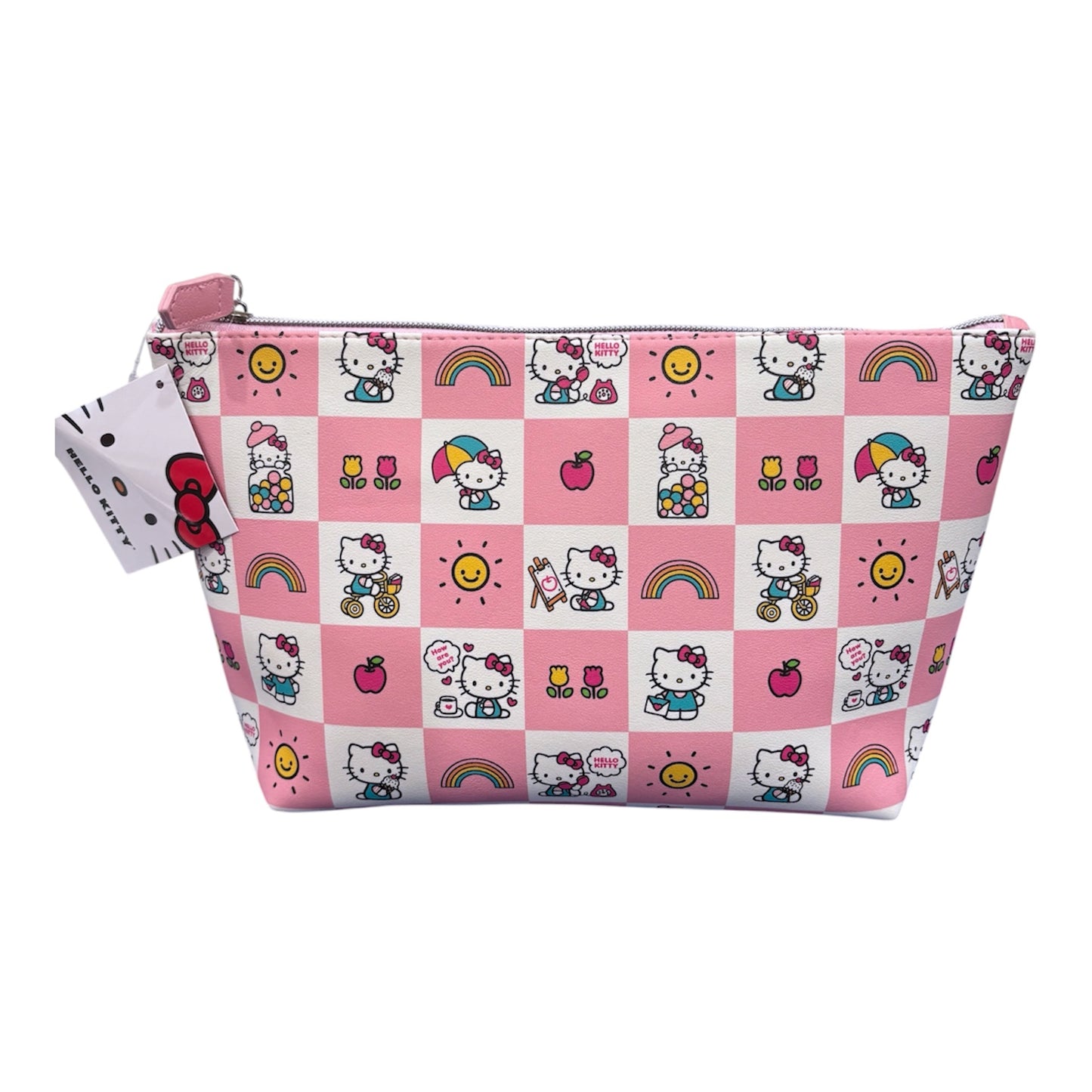 Hello Kitty Large Trapezoid Cosmetic Bag w/ Square Pattern