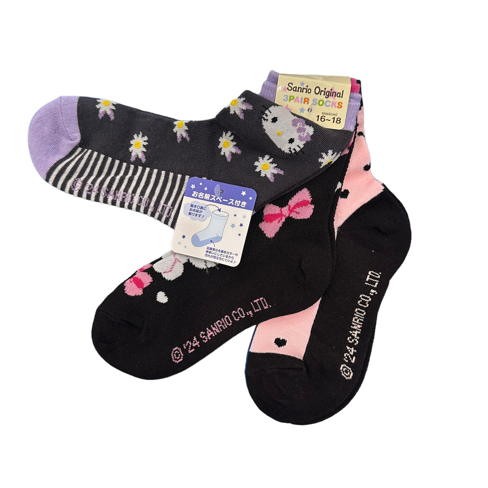 Hello Kitty "Flower" Kids 3 Pair Sneaker Socks (16-18)