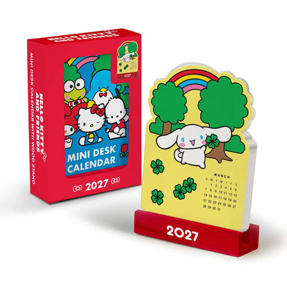 2027 Hello Kitty & Friends Retro Mini Desk Calendar with Wood Stand
