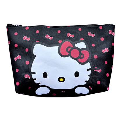 Hello Kitty Large Trapezoid Cosmetic Bag w/ Polka Dots (Black)