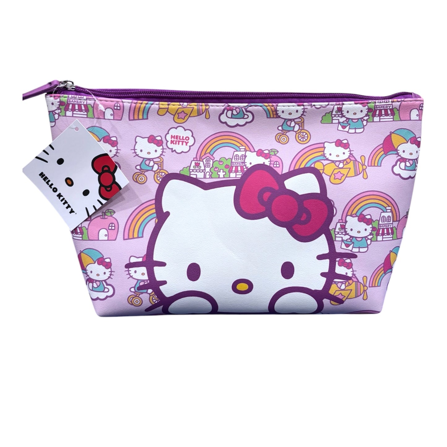 Hello Kitty Large Trapezoid Cosmetic Bag w/ Rainbow (Multi)