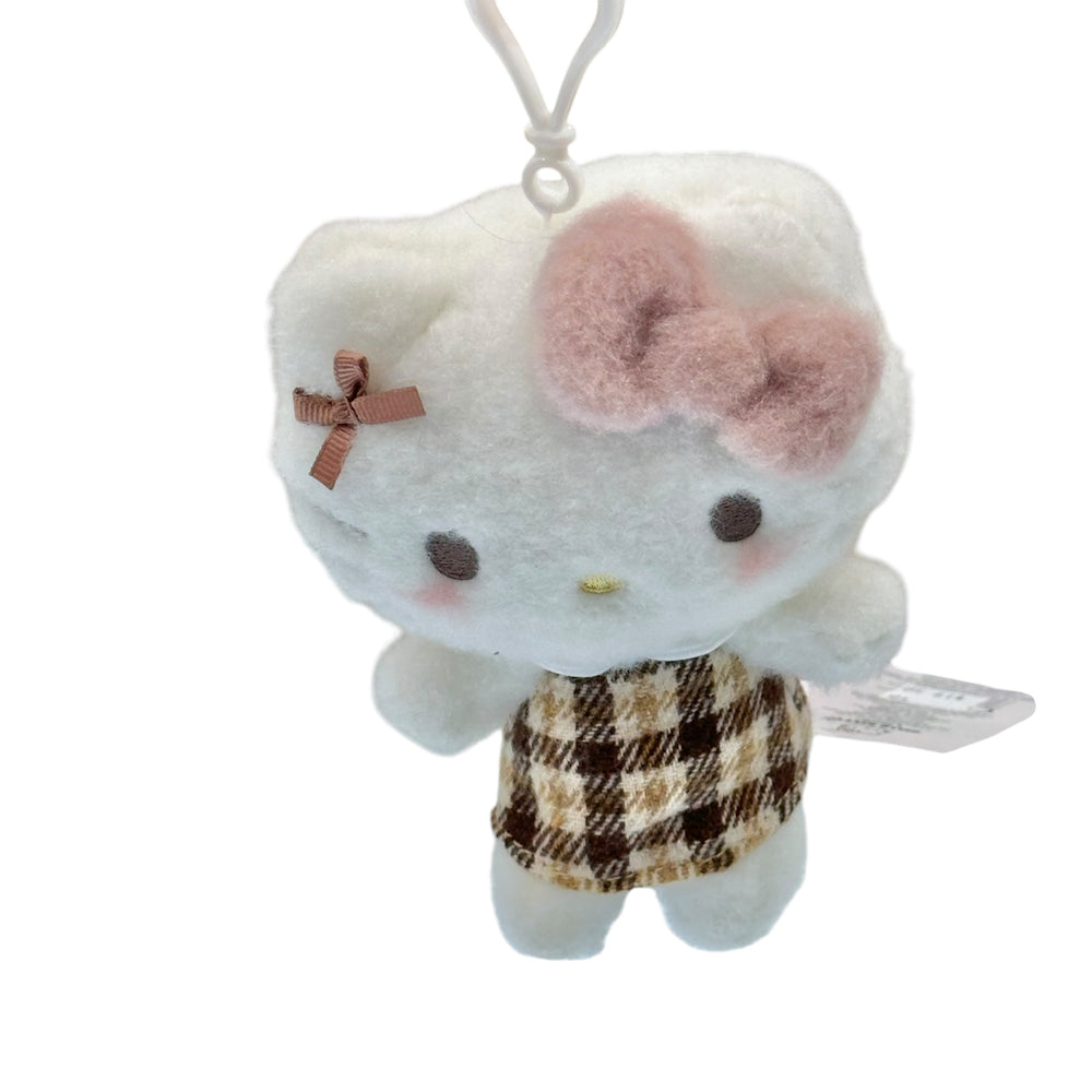 Hello Kitty "Mocha Check" Mascot Clip On Plush