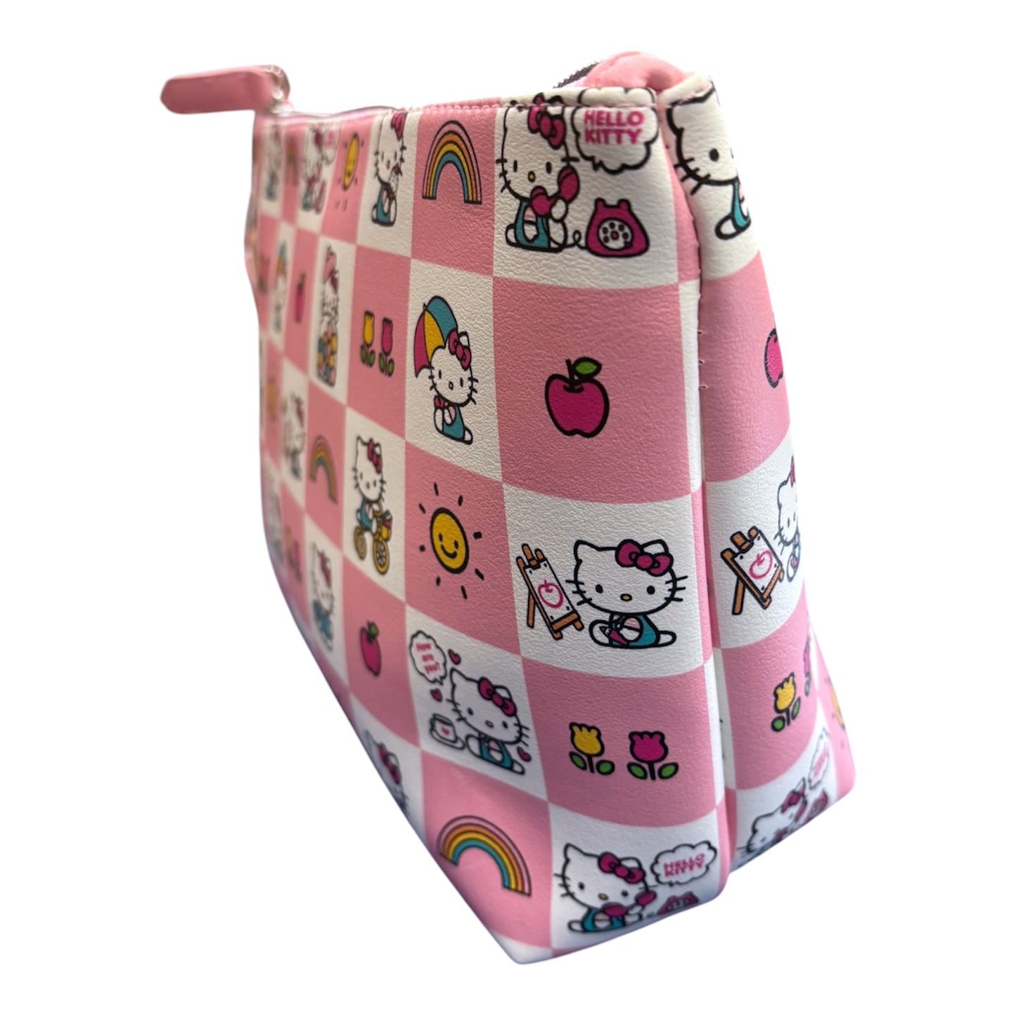 Hello Kitty Large Trapezoid Cosmetic Bag w/ Square Pattern