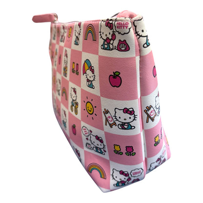 Hello Kitty Large Trapezoid Cosmetic Bag w/ Square Pattern