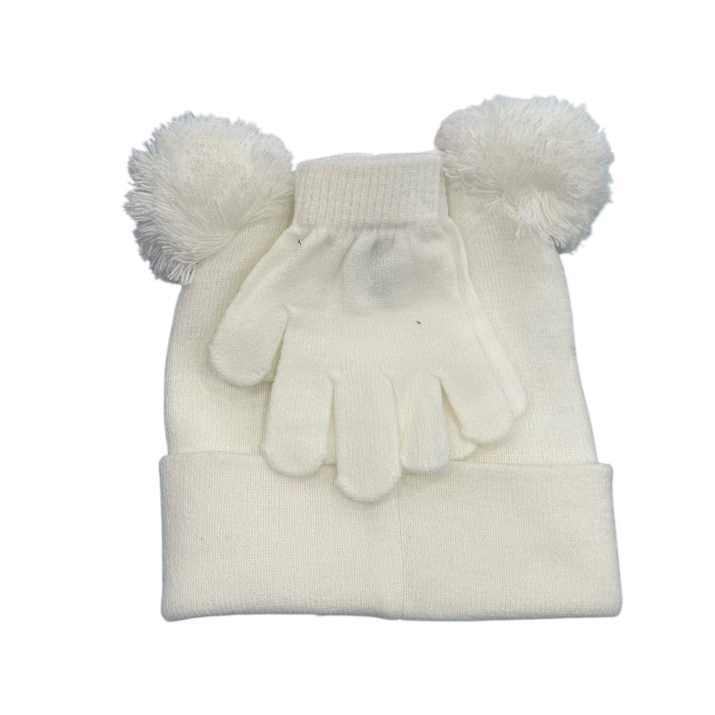 Hello Kitty "White" Double Pom Beanie & Gloves Set