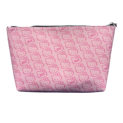 Hello Kitty Large Trapezoid Cosmetic Bag w/ Pink Hello Kitty Pattern (Pink)