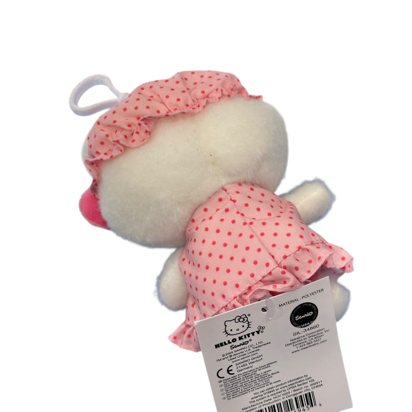 Hello Kitty "Nightcap w/ Ribbon" Mascot Clip On