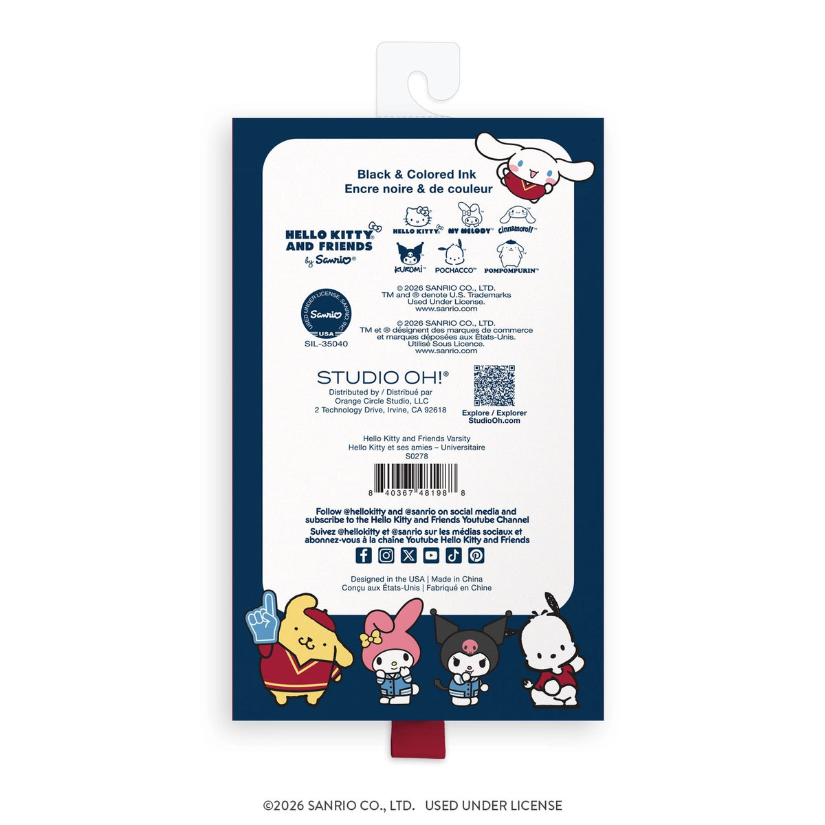 Hello Kitty & Friends "Varsity" Soft-Touch Gel Pen Set