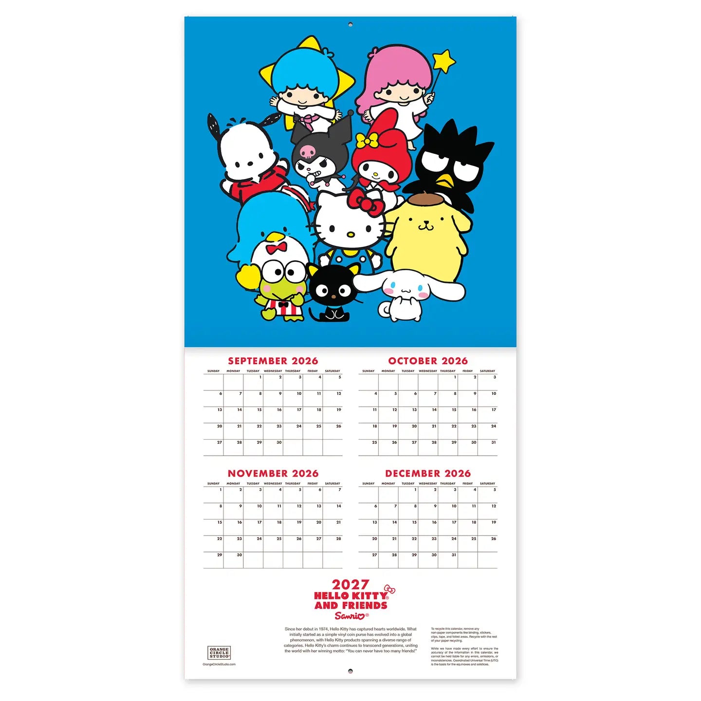 Hello Kitty & Friends 2027 Retro 7in x 7in Wall Calendar
