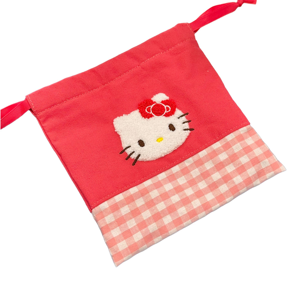 Hello Kitty "Chenille Gingham" Drawstring Bag