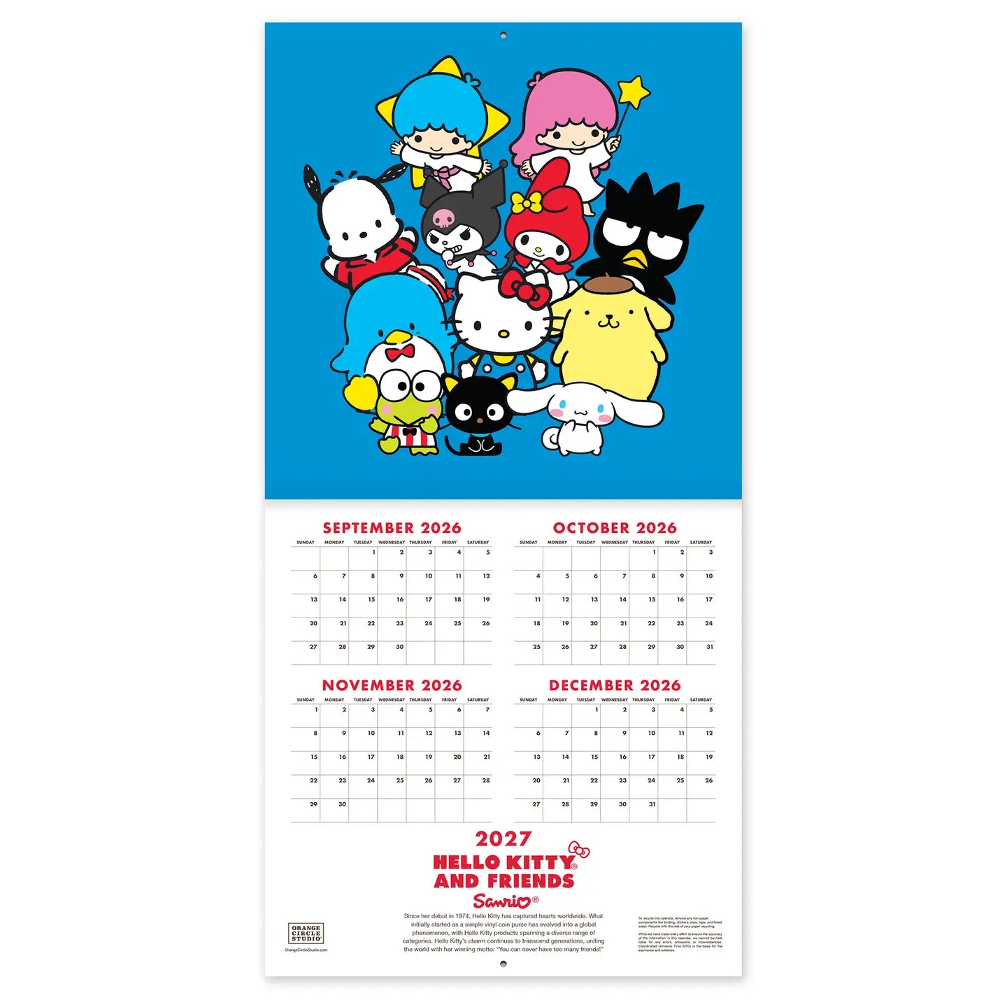 Hello Kitty & Friends 2027 Retro 12in x 12in Wall Calendar