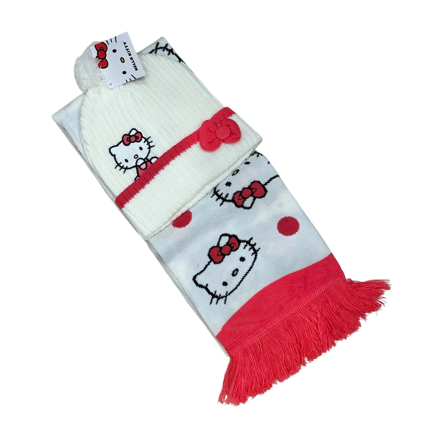 Hello Kitty "Pink Pattern" Scarf & 3D Bow Beanie