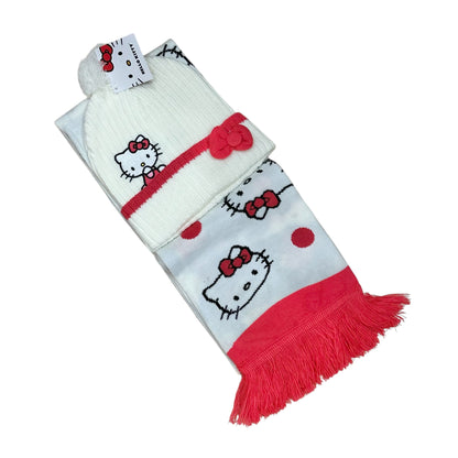 Hello Kitty "Pink Pattern" Scarf & 3D Bow Beanie