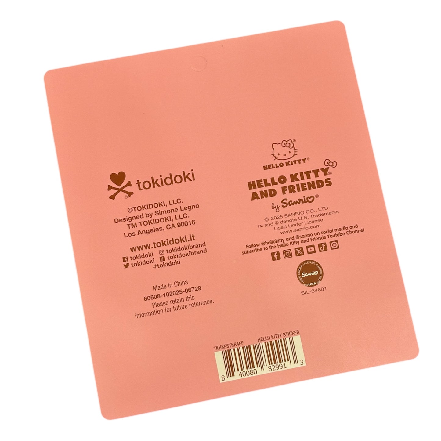 tokidoki x Hello Kitty & Friends "Fast Food Hello Kitty" Large Stickers