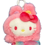 Hello Kitty "Pink Rainbow Bunny" Mascot Clip On Plush