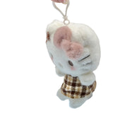 Hello Kitty "Mocha Check" Mascot Clip On Plush