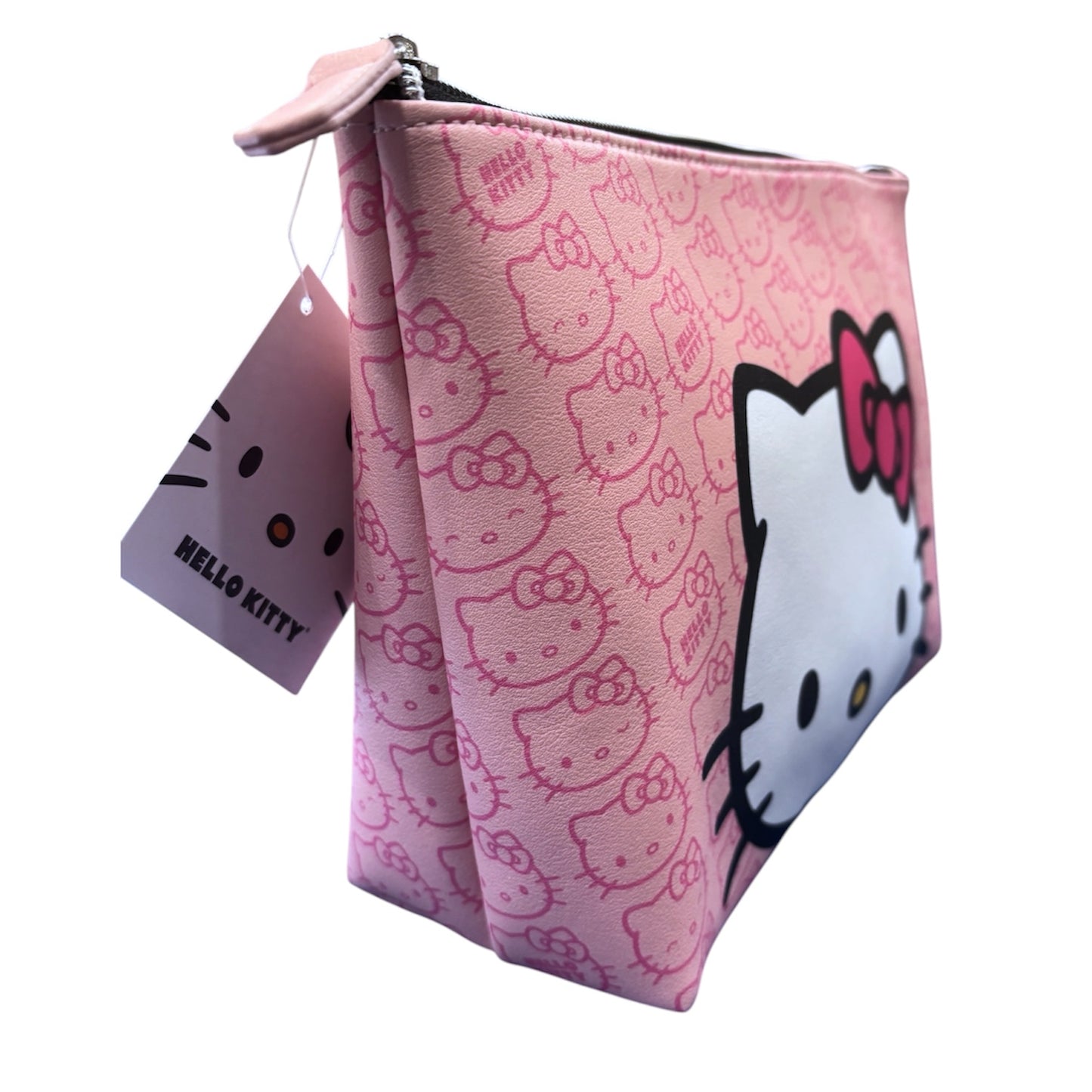 Hello Kitty Large Trapezoid Cosmetic Bag w/ Pink Hello Kitty Pattern (Pink)