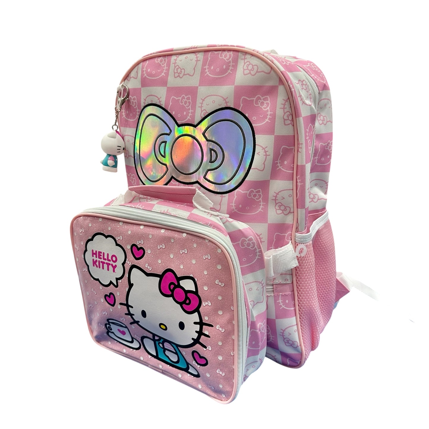 Hello Kitty AOP Backpack w/ Detachable Lunch Bag & 3D Charm