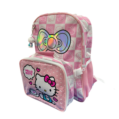 Hello Kitty AOP Backpack w/ Detachable Lunch Bag & 3D Charm