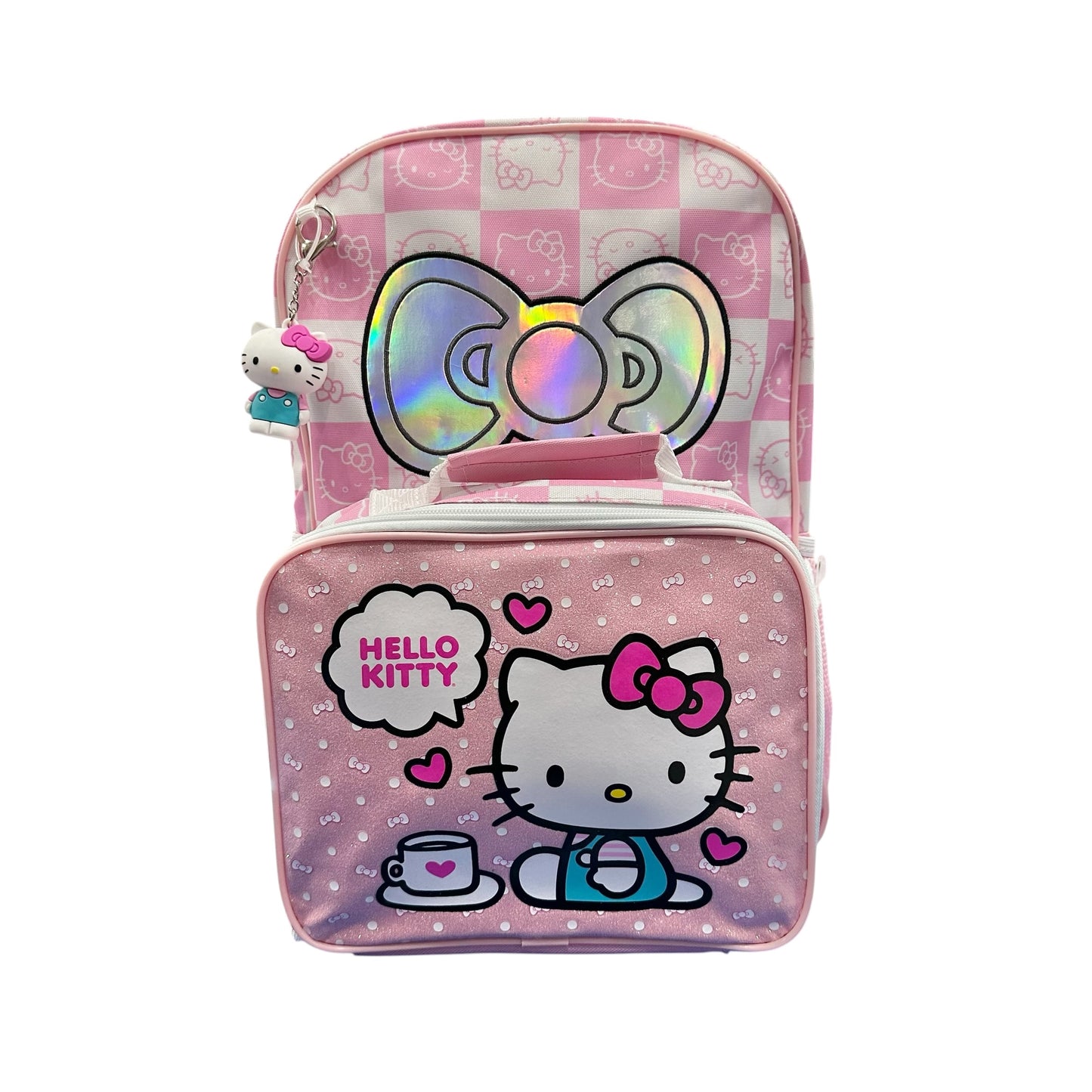 Hello Kitty AOP Backpack w/ Detachable Lunch Bag & 3D Charm