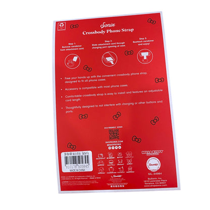 Hello Kitty "Butterfly Ribbon" Crossbody Phone Strap with Charms