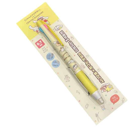 Cinnamoroll x Crayon Shin Chan Erasable 3 Color Ballpoint Pen (Yellowed)