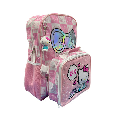 Hello Kitty AOP Backpack w/ Detachable Lunch Bag & 3D Charm
