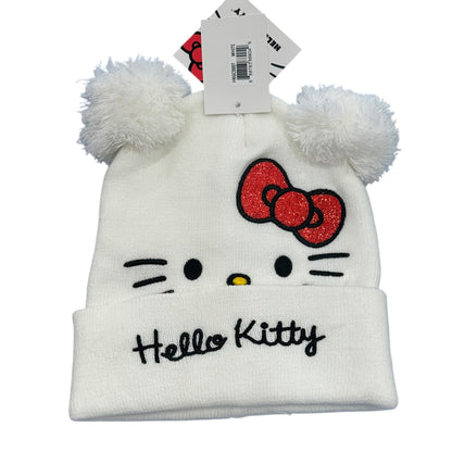 Hello Kitty "White" Double Pom Beanie & Gloves Set