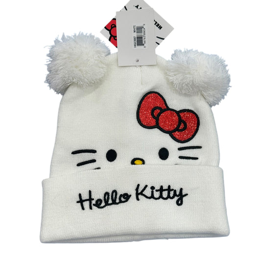 Hello Kitty "White" Double Pom Beanie & Gloves Set